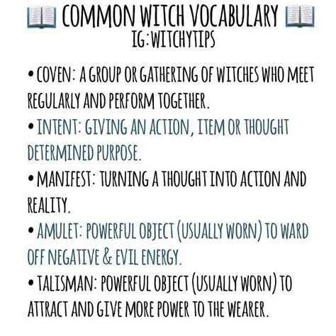 Witchcraff vocabulary words